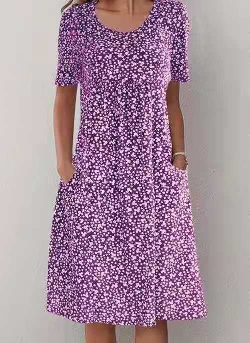 Fiona™ - Lässiges Kleid Mit Blumentaschen Lila / S Hot Products