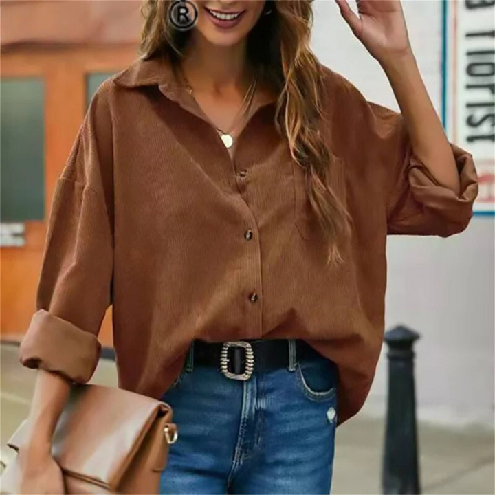 Tamara™ - Klassieke Casual Corduroy Blouse Kaffee / S Blouse