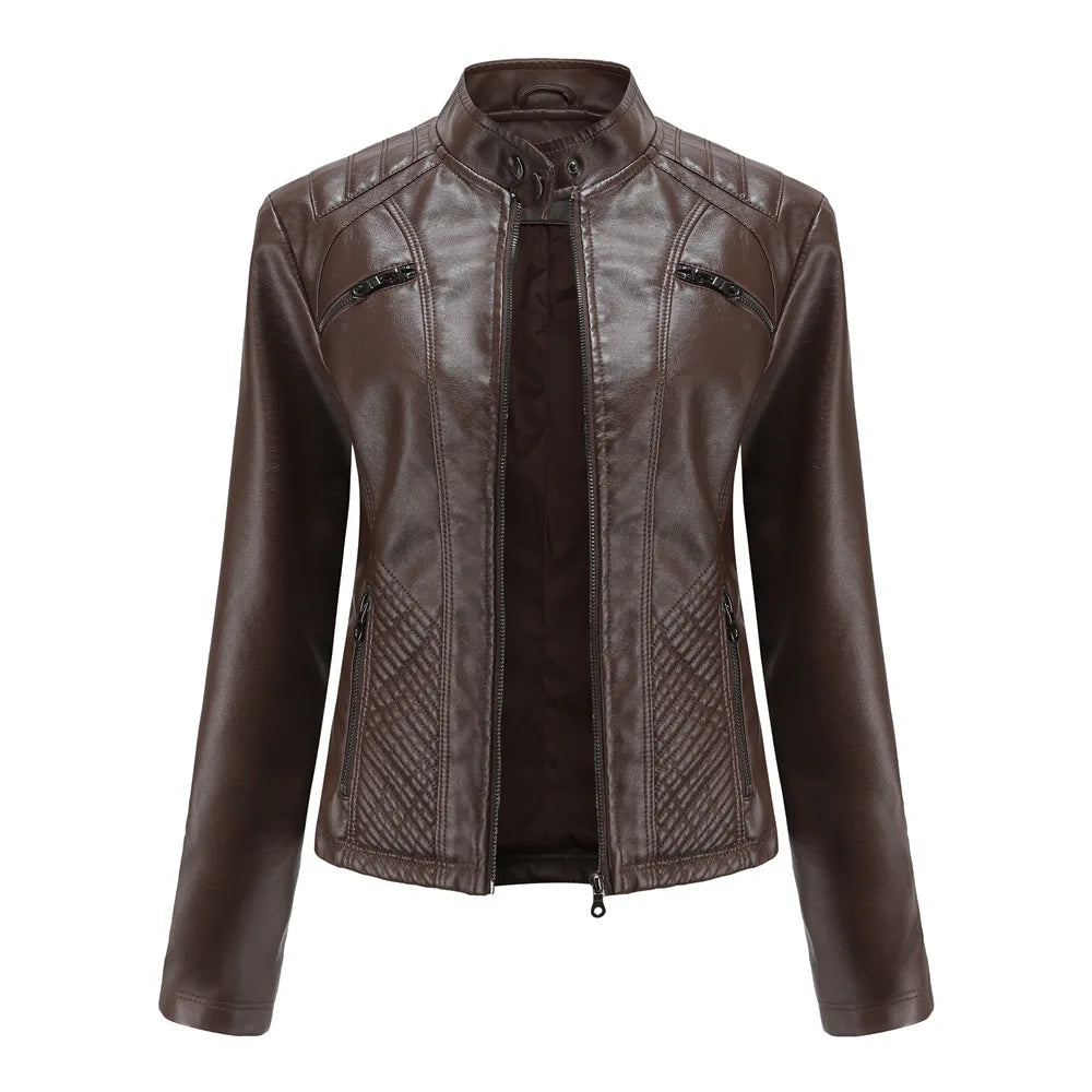 Elena™ - Stylische Und Einzigartige Lederjacke Kaffee / S