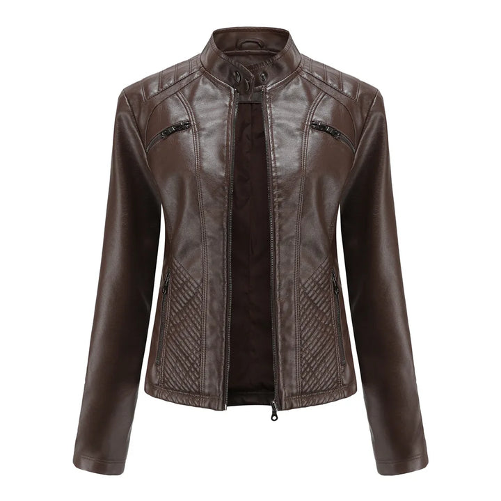 Elena™ - Stylische Und Einzigartige Lederjacke Kaffee / S
