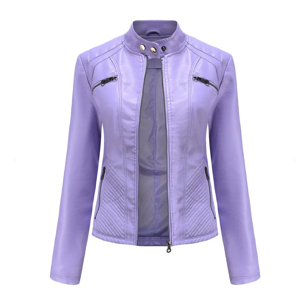 Elena™ - Stylische Und Einzigartige Lederjacke Lavendel / S