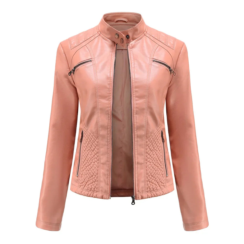 Elena™ - Stylische Und Einzigartige Lederjacke Roze / S