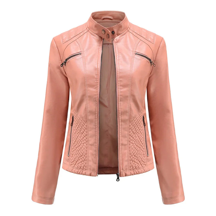 Elena™ - Stylische Und Einzigartige Lederjacke Roze / S