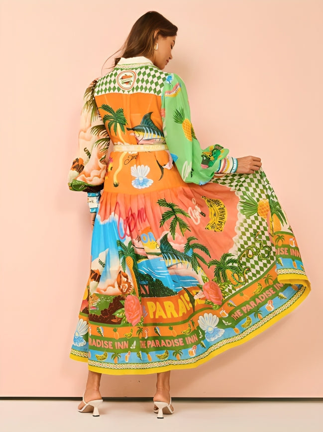 Louise™ - Langes Kleid Mit Laternenärmeln