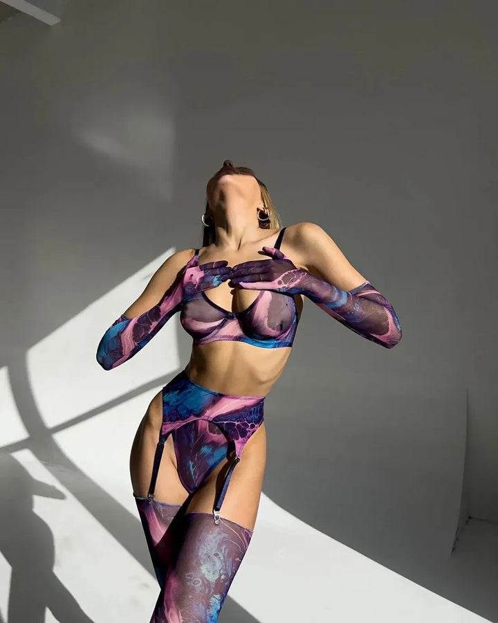 Serena - 5-teiliges Tie Dye Dessous Set