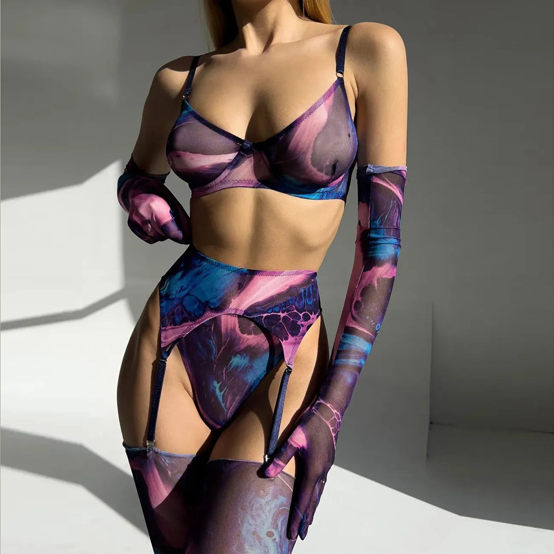 Serena - 5-teiliges Tie Dye Dessous Set