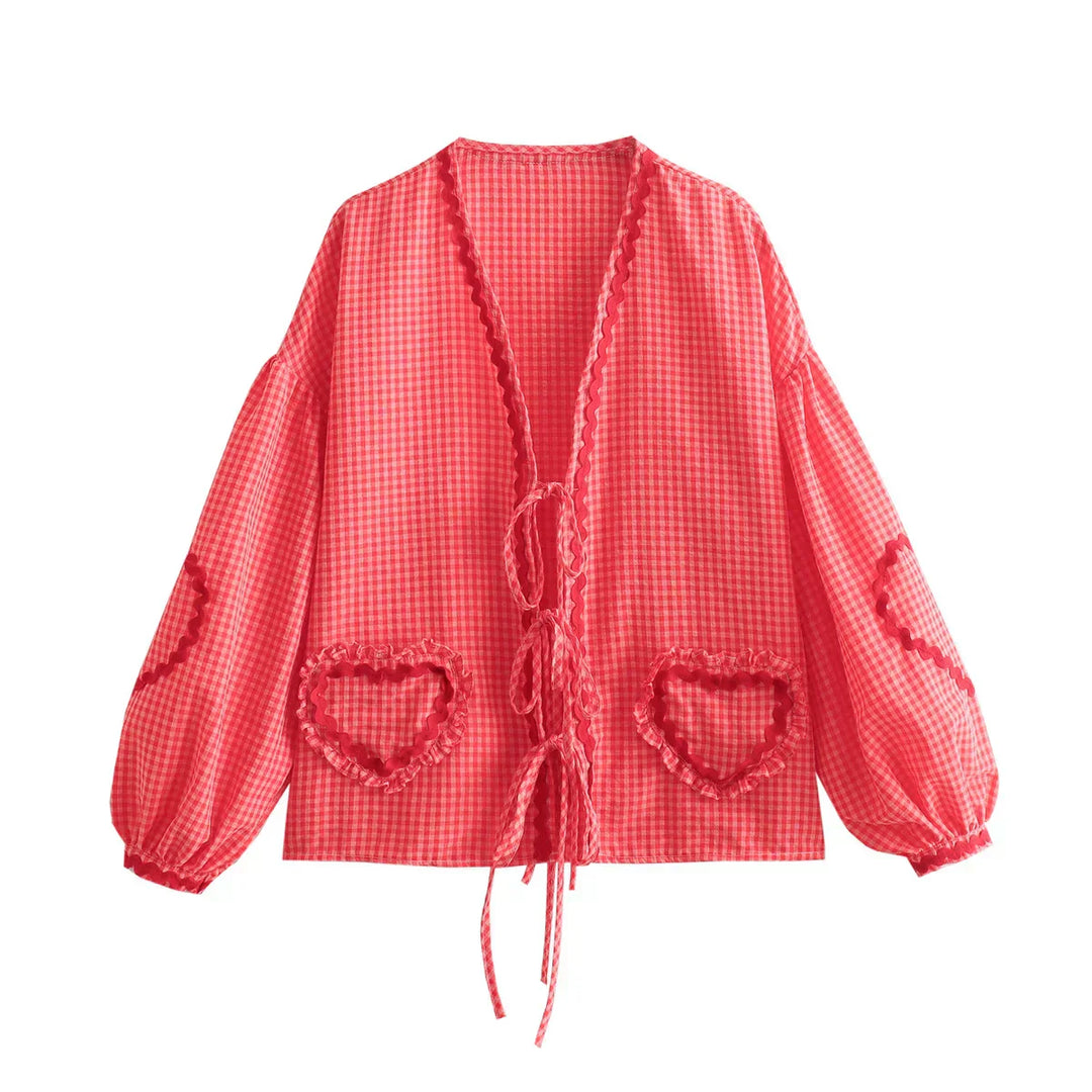 Giulia™ - Elegante Bestickte Oberteile Rosa Rot / S