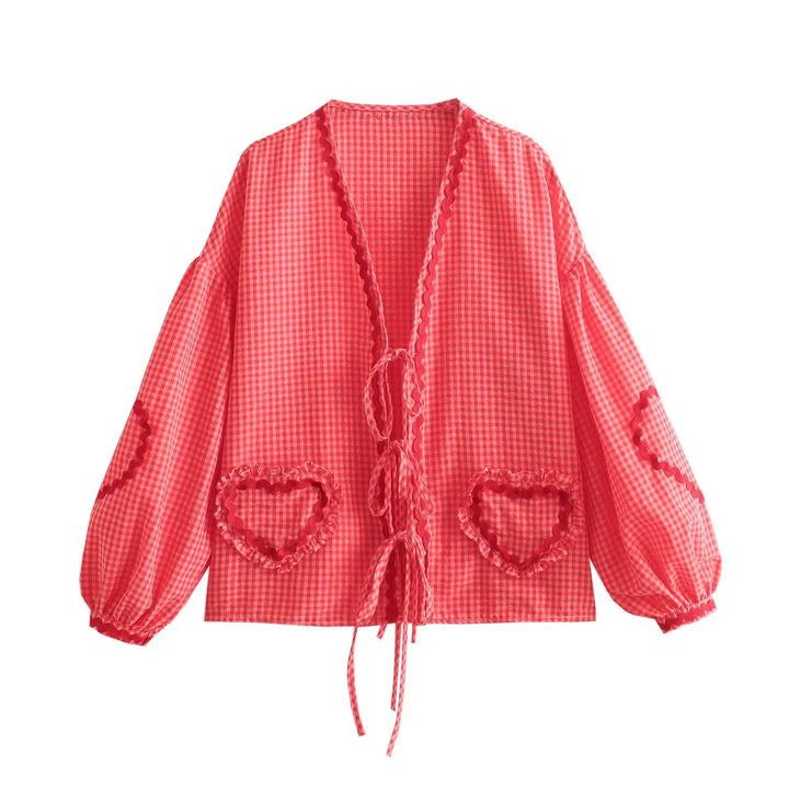 Giulia™ - Elegante Bestickte Oberteile Rosa Rot / S