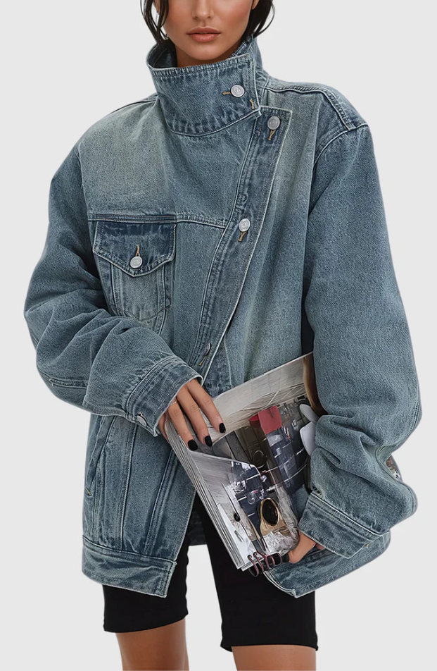 Delphine™ - Jeansjacke mit Rollkragen