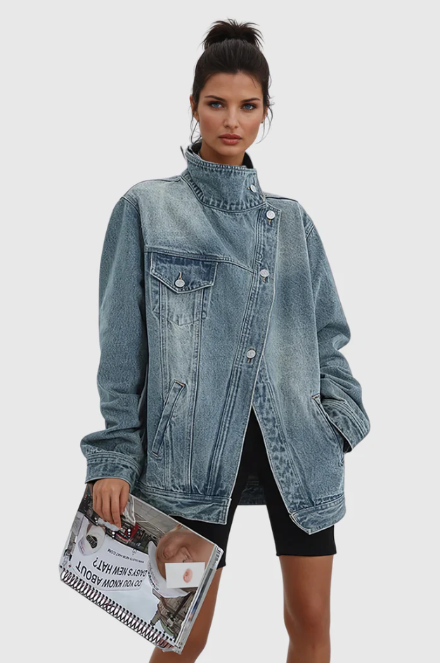 Delphine™ - Jeansjacke mit Rollkragen