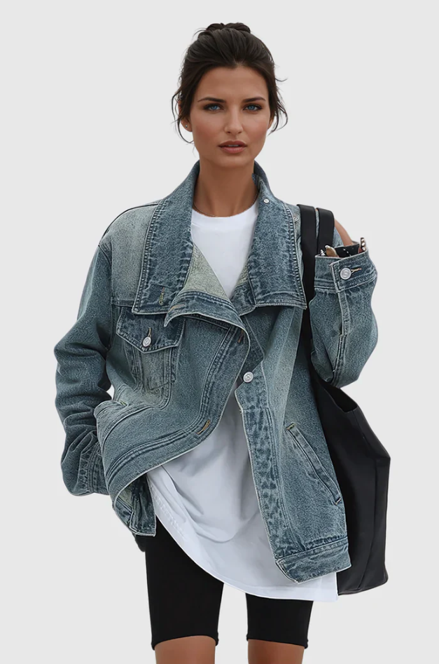 Delphine™ - Jeansjacke mit Rollkragen