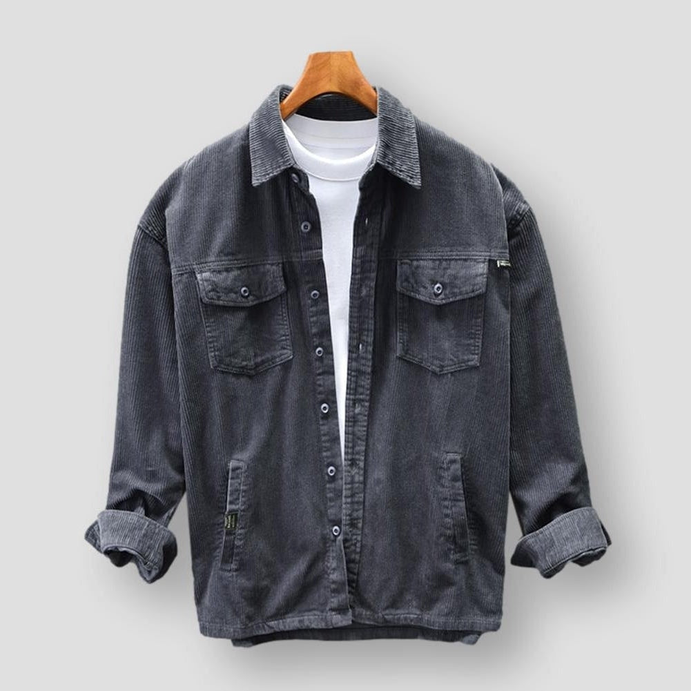 Johann™ - Lässiger Kordsamt Vintage Multi Pocket Grau / M