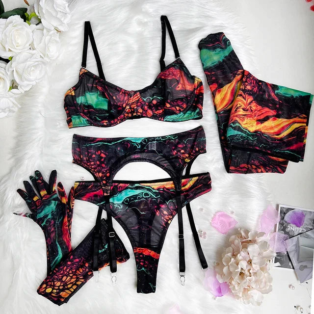 Serena - 5-teiliges Tie Dye Dessous Set