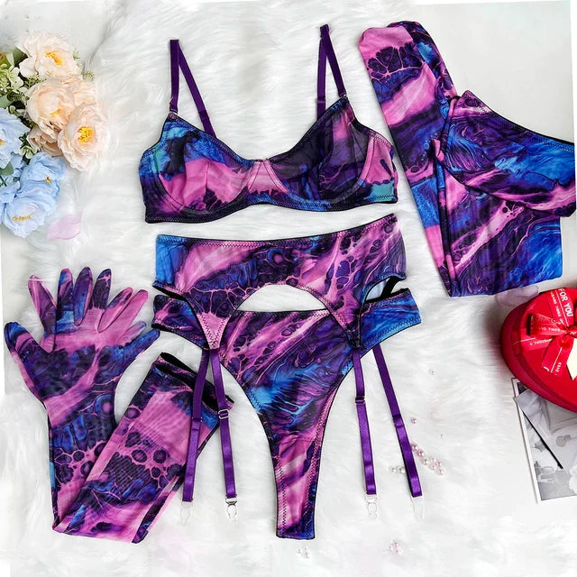 Serena - 5-teiliges Tie Dye Dessous Set