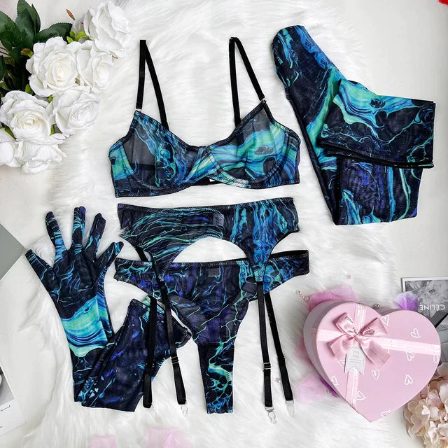 Serena - 5-teiliges Tie Dye Dessous Set