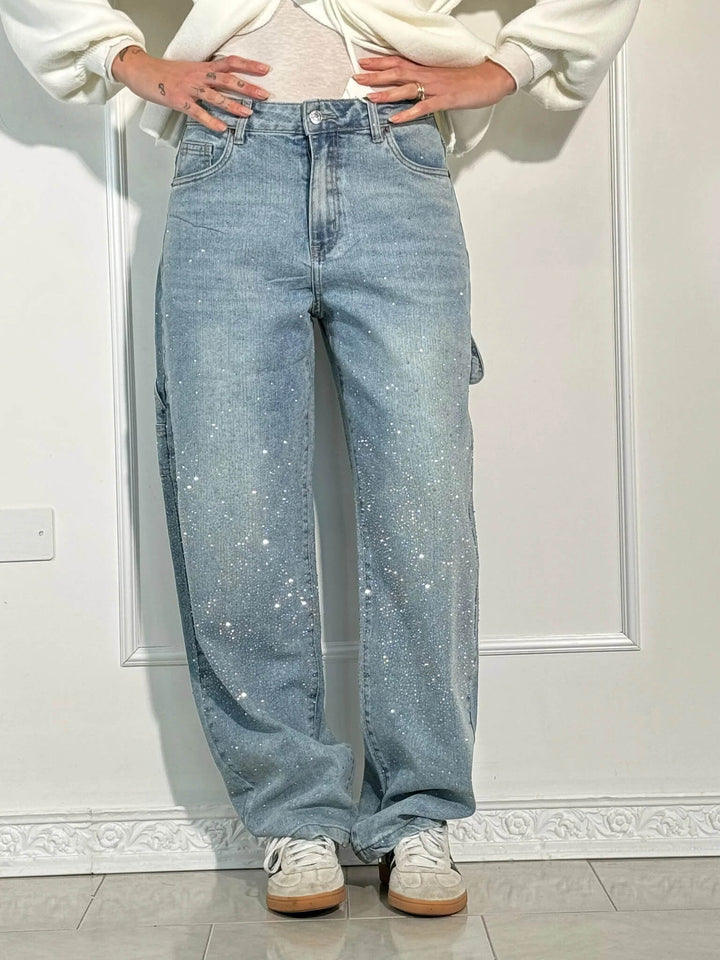 Violette™ Hose mit hoher Taille und weiten Beinen und Knopftaschen