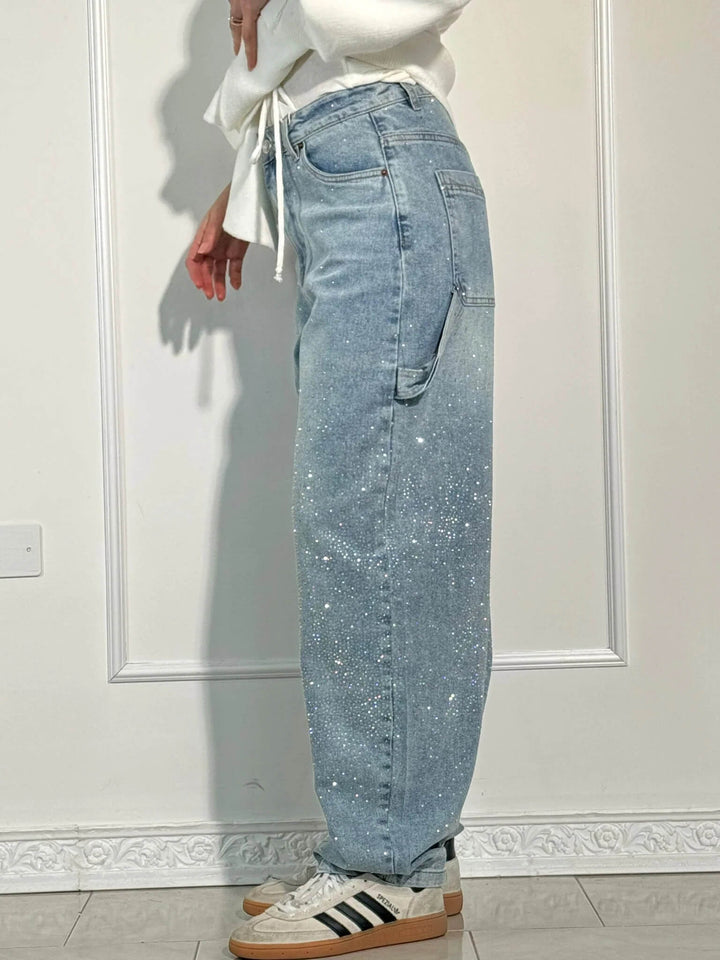 Violette™ Hose mit hoher Taille und weiten Beinen und Knopftaschen