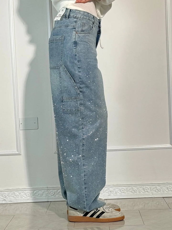 Violette™ Hose mit hoher Taille und weiten Beinen und Knopftaschen