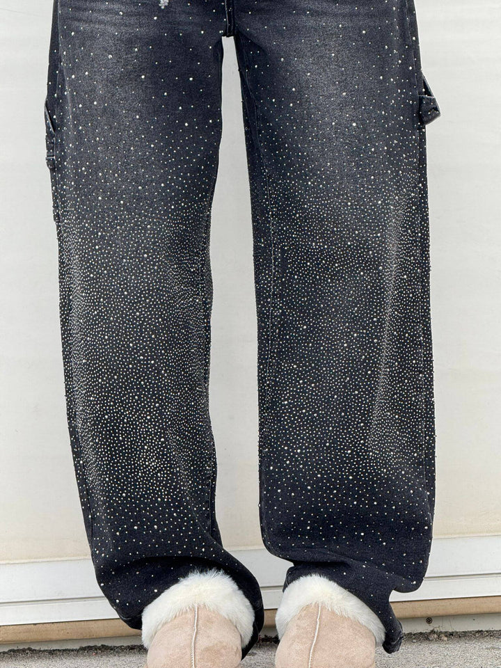 Violette™ Hose mit hoher Taille und weiten Beinen und Knopftaschen