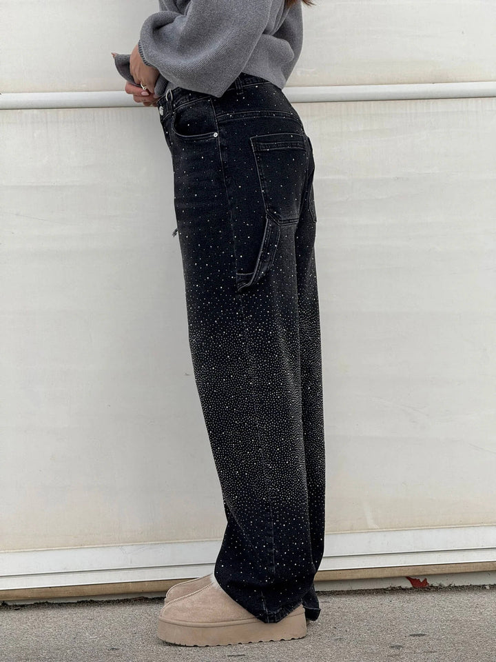 Violette™ Hose mit hoher Taille und weiten Beinen und Knopftaschen