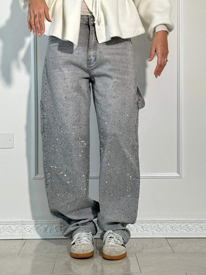 Violette™ Hose mit hoher Taille und weiten Beinen und Knopftaschen
