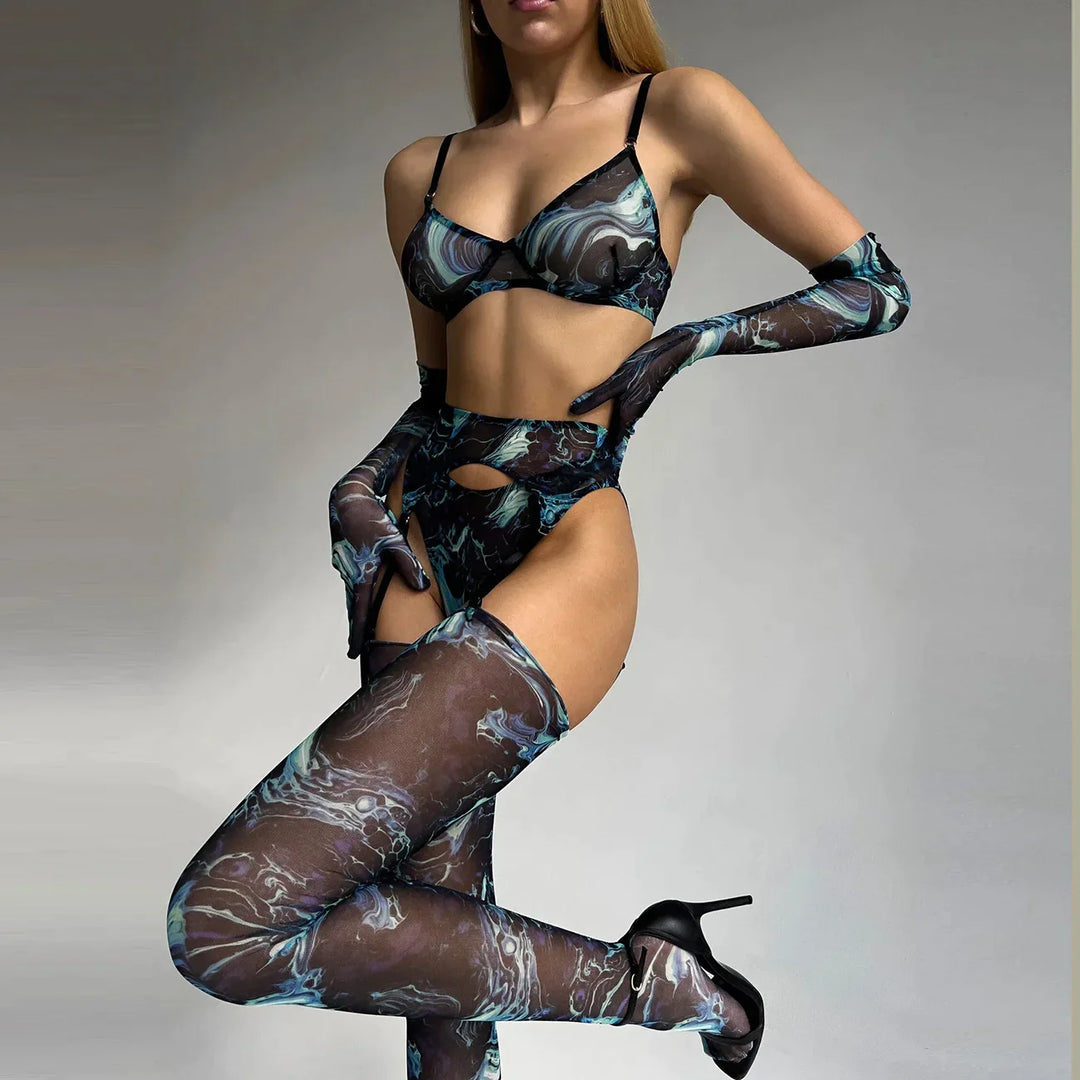 Serena - 5-teiliges Tie Dye Dessous Set