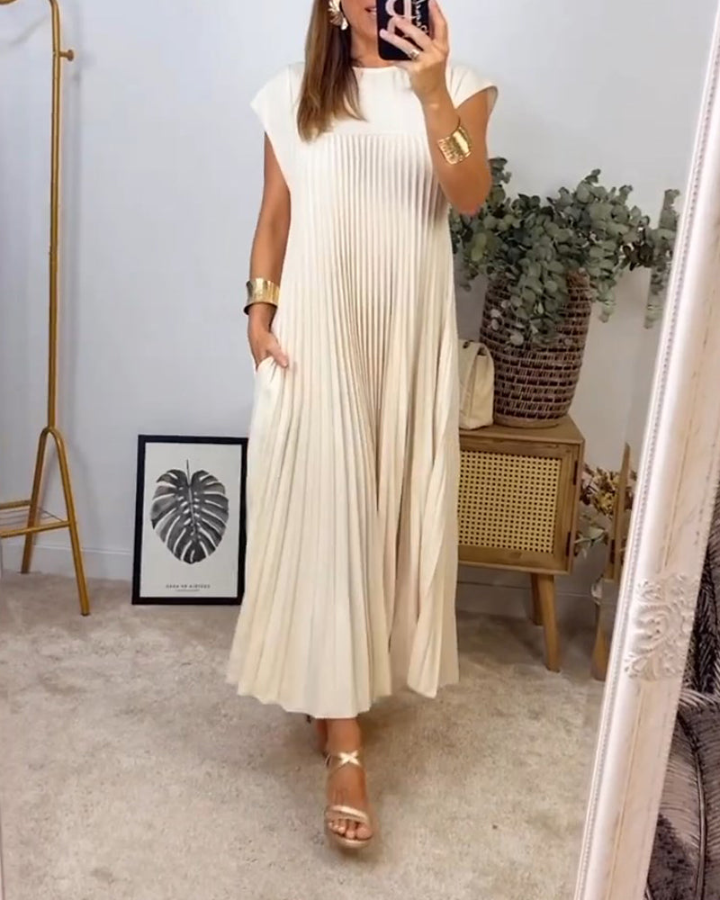 Natalia™ - Ärmelloses Plissiertes Kleid